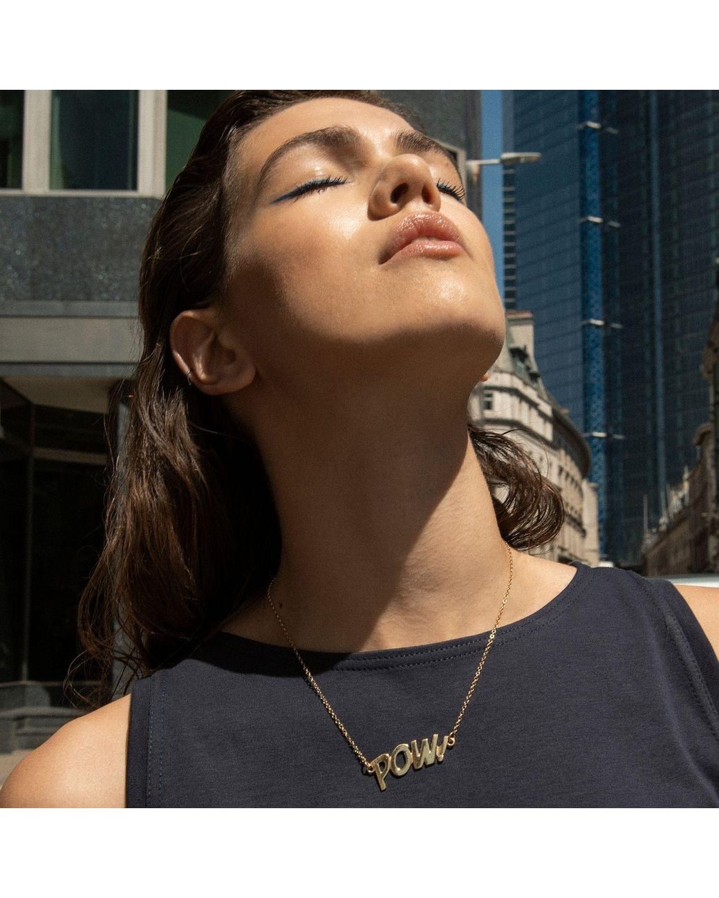 Edge Only Metallic Pow! Letters Necklace 18Ct Vermeil