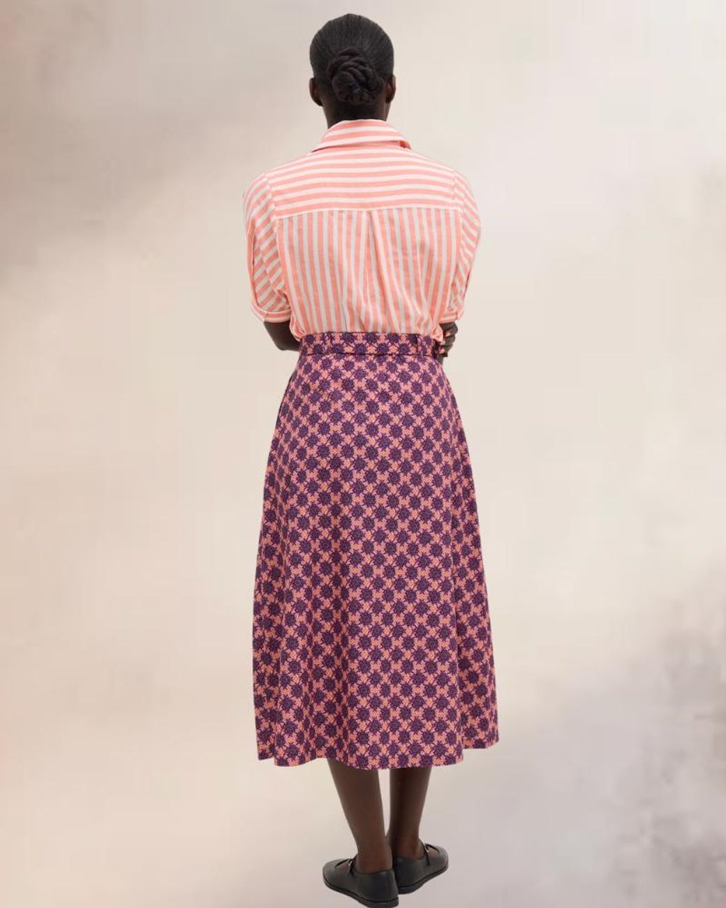 IN OUR NAME Purple Kipipiri Printed Coral Midi Skirt With Beaded Buckle