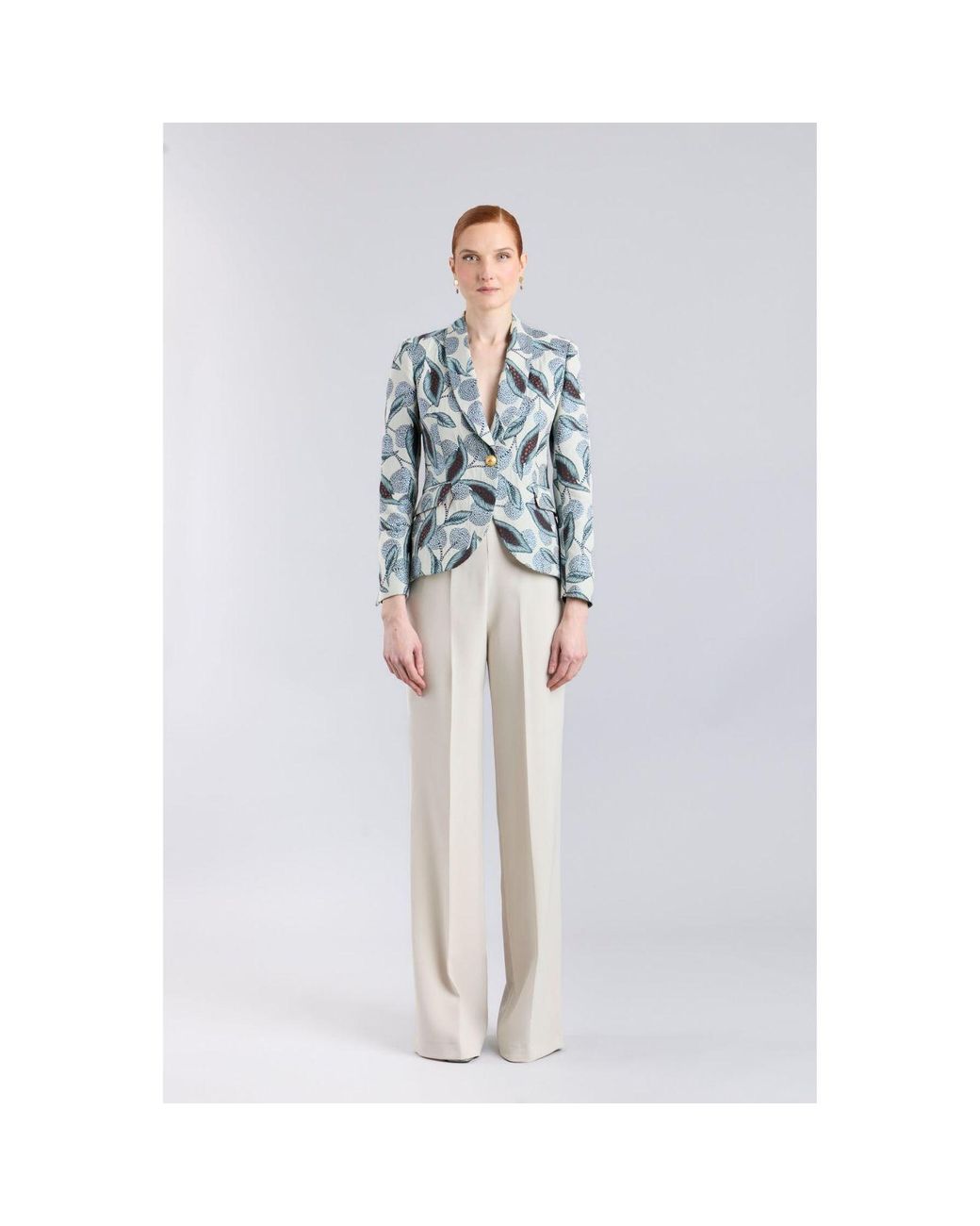 The Extreme Collection Green Floral Printed Tailored Blazer