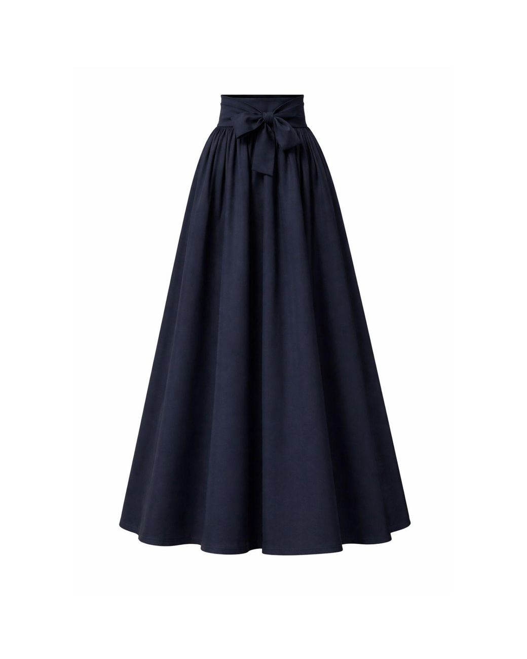 Nikka Place Blue Long Flared Skirt With High Waist & Front Bow