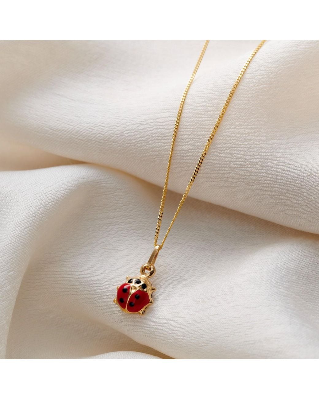 Posh Totty Designs Brown 9Ct Enamel Ladybird Charm Necklace