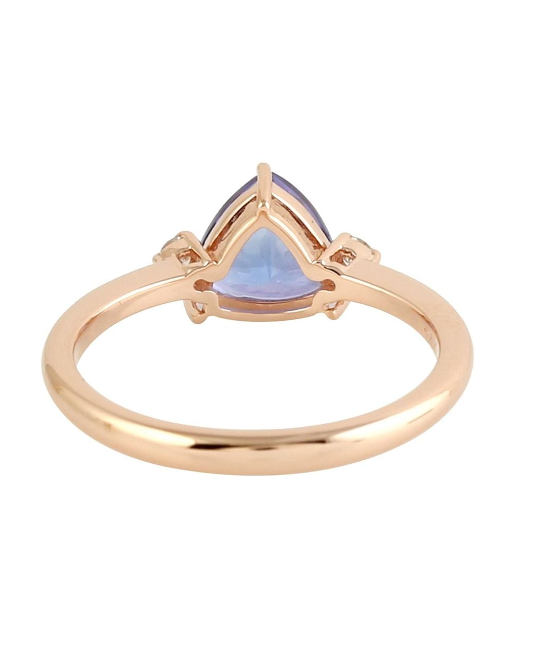 Artisan Blue Rose 14K Rose Trillion Tanzanite & Diamond Solitaire Ring
