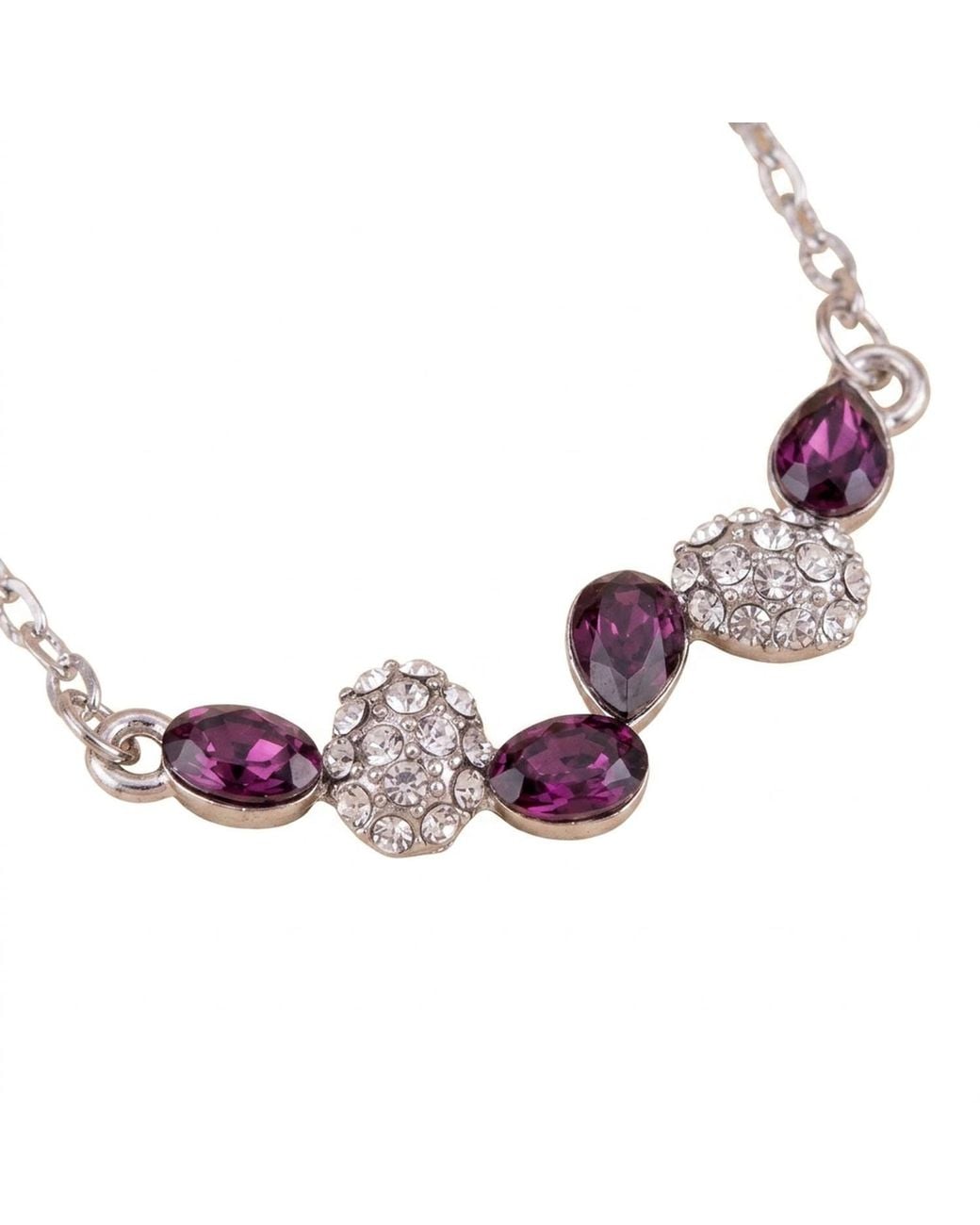 Modenaire Metallic Amethyst Crystal Drop Pendant Necklace