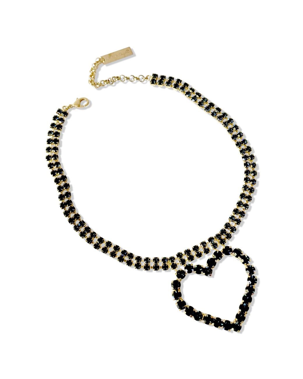Laura Gray Metallic Dark Crystal Heart Necklace