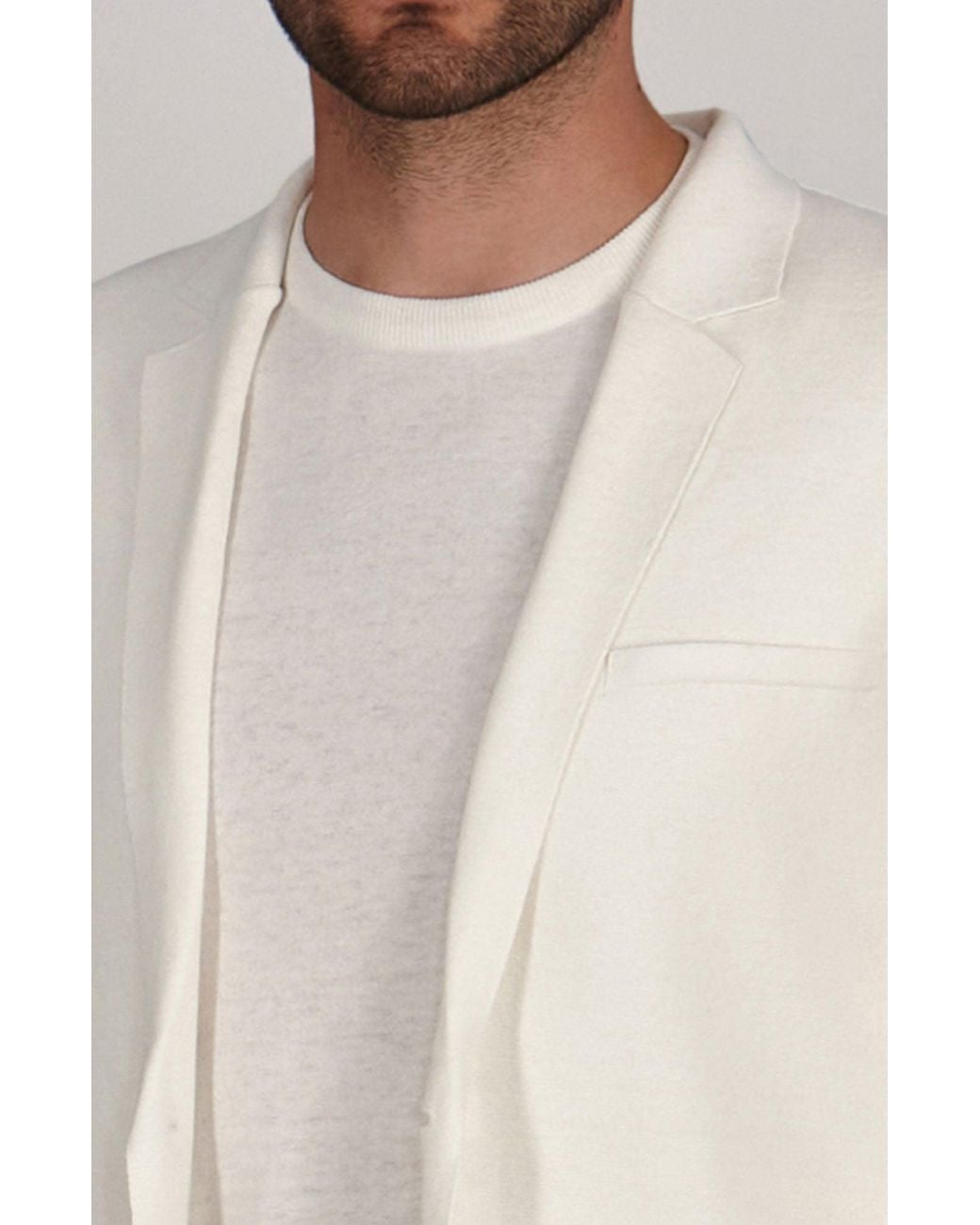 Paul James Knitwear White Lightweight Organic Cotton Linen Luca Knitted Blazer for men