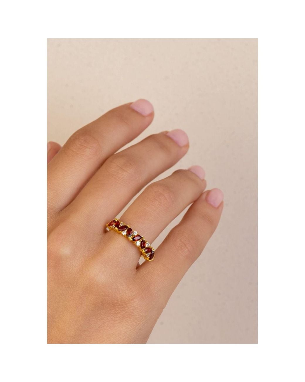 Lavani Jewels Metallic Birthstone Ring January Gold-plated Garnet Stone
