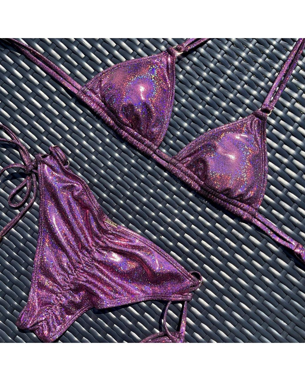 Enez Swim Purple Eden Adjustable Scrunch Bikini Bottom