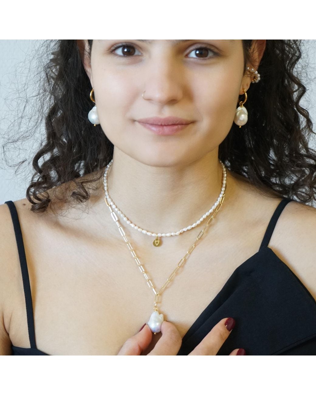 Smilla Brav Metallic Baroque Pearl Necklace Lindsay