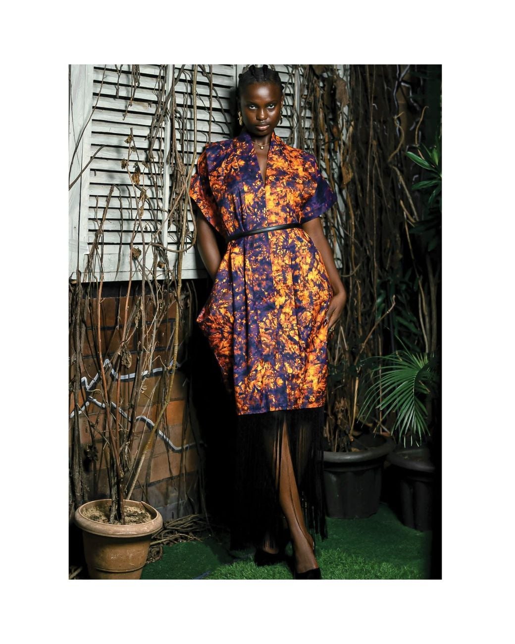 Chuks Collins Multicolor Ajah Kimono-Inspired Oversized Batik Maxi Dress