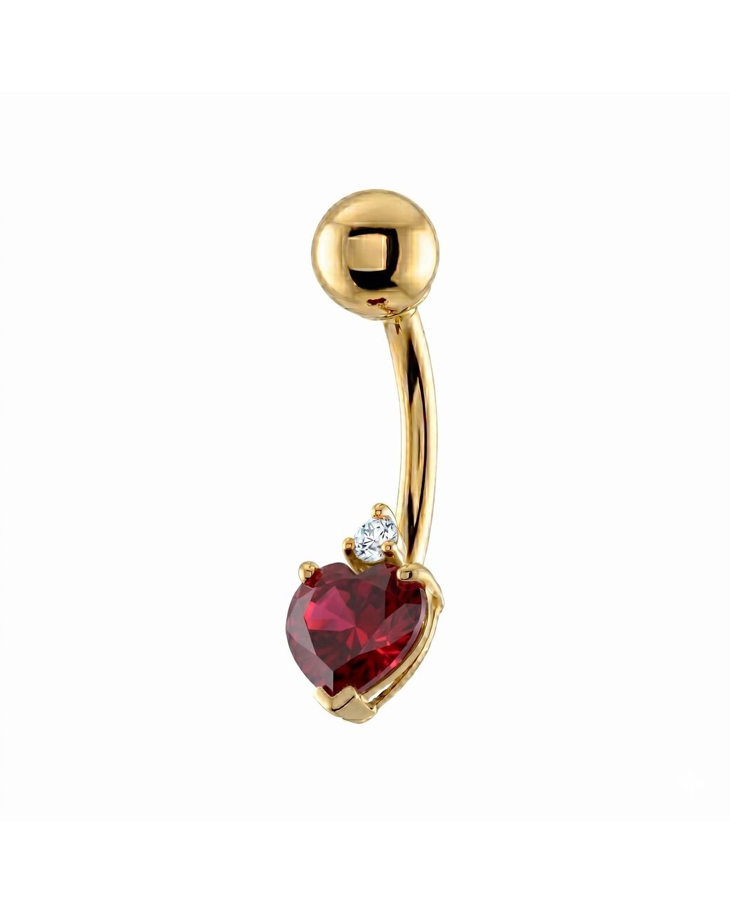 Zahav Jewelry Metallic 10K Solid Heart Shaped Cz Belly Ring