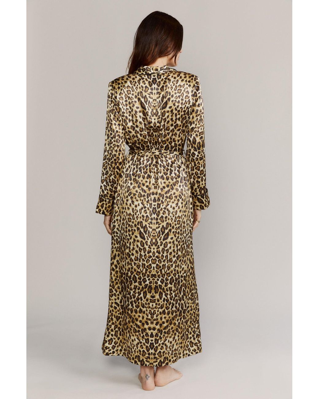 Kato Matador Leopard Silk Satin Robe In Natural Lyst kato-matador-leopard-silk-satin-robe-in-natural-lyst