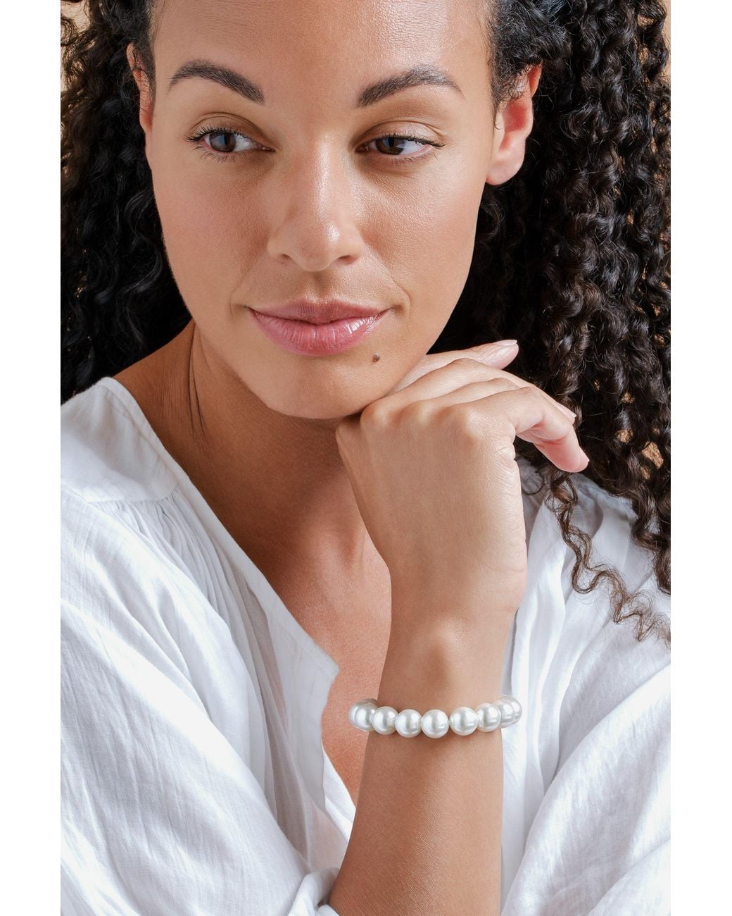 Emma Holland Jewellery Metallic Chunky Pearl & Platinum Bracelet