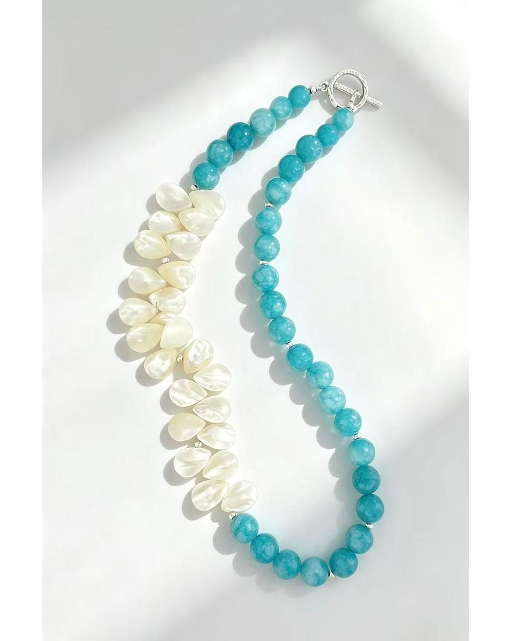 Classicharms Blue Amazonite & Mother Of Pearl Necklace