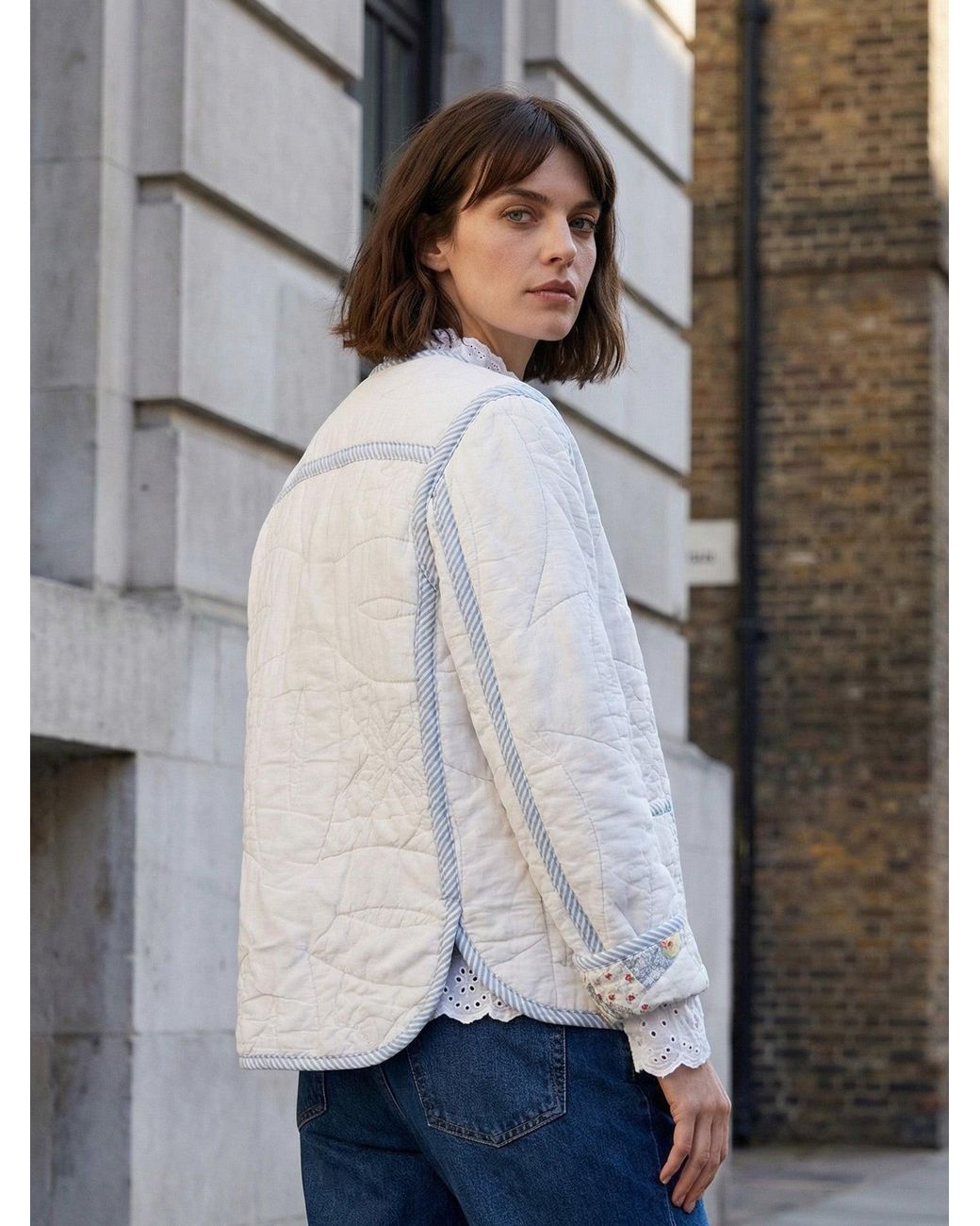 The Well Worn Blue Chloe Jacket – Reworked Patchwork Quilt