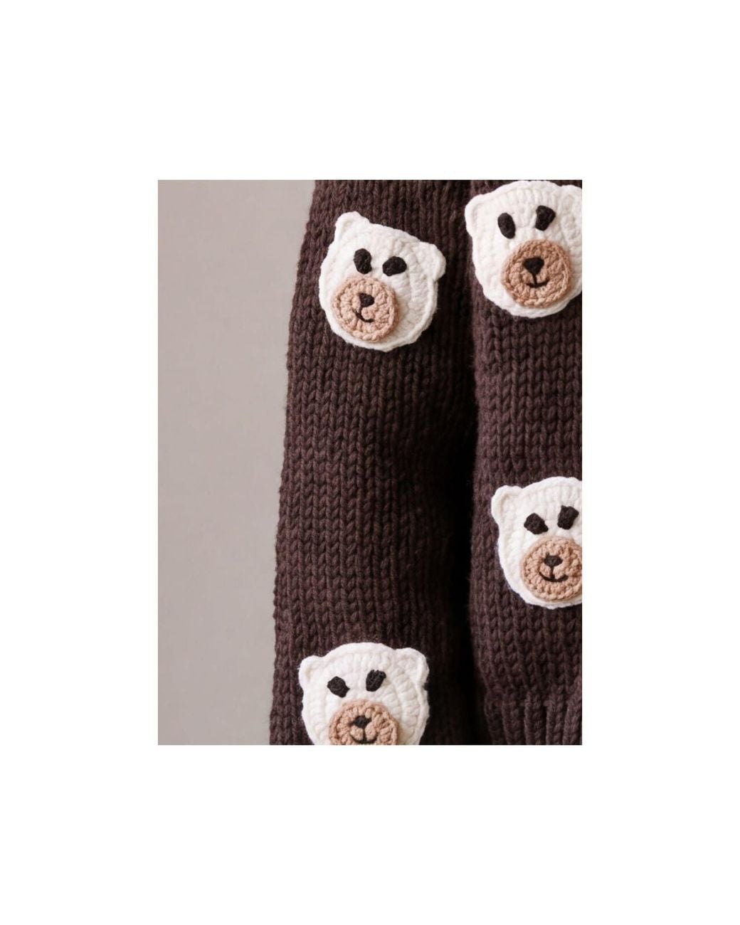 Ana Chic Brown Teddy Bear Handmade Knitted Cardigan