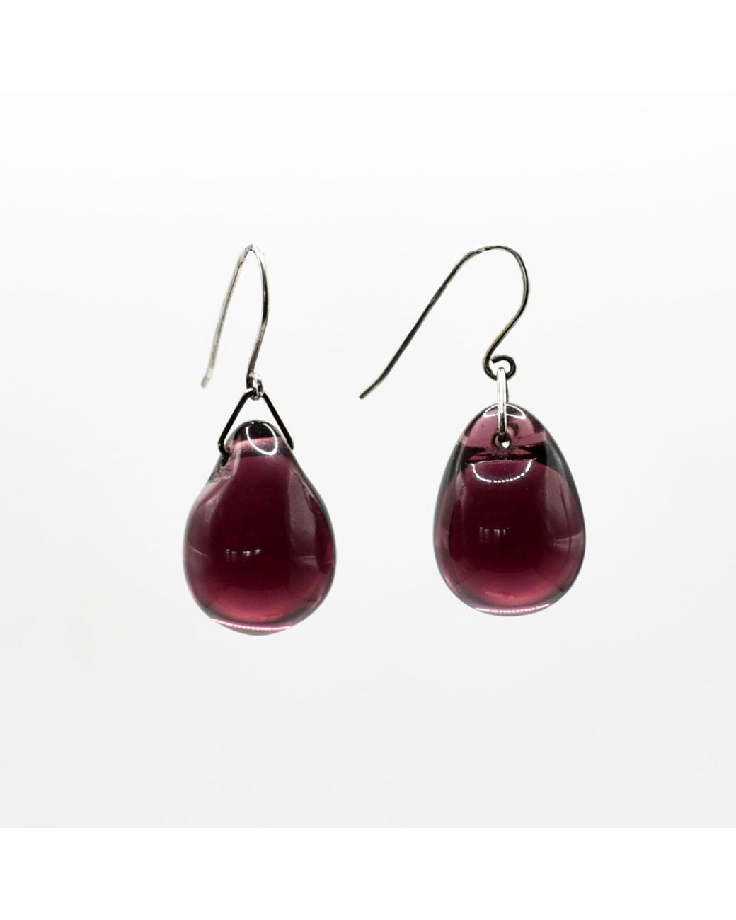 Laura Daili Purple Glass Earrings Lilac Drops