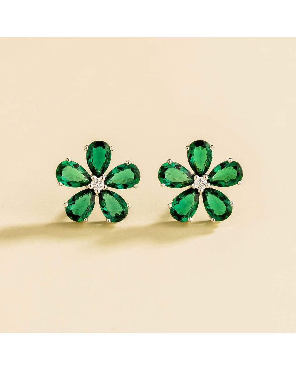 Juvetti Green Florea Earrings Emerald & Diamond