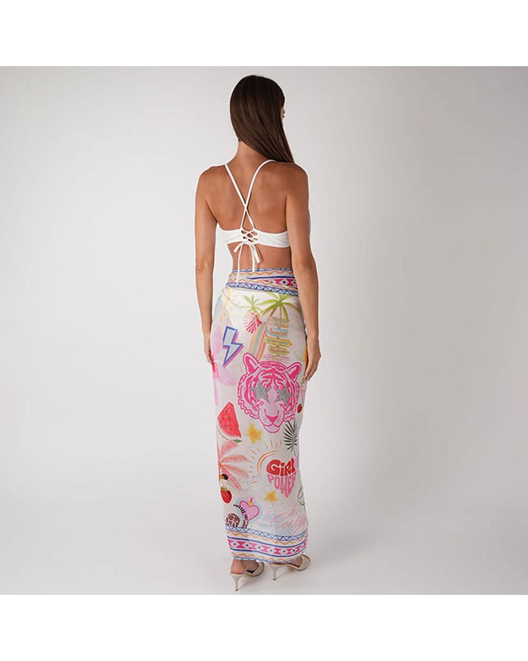 LOVEIST STORE Blue Nancy Bloom Design Chiffon Pareo