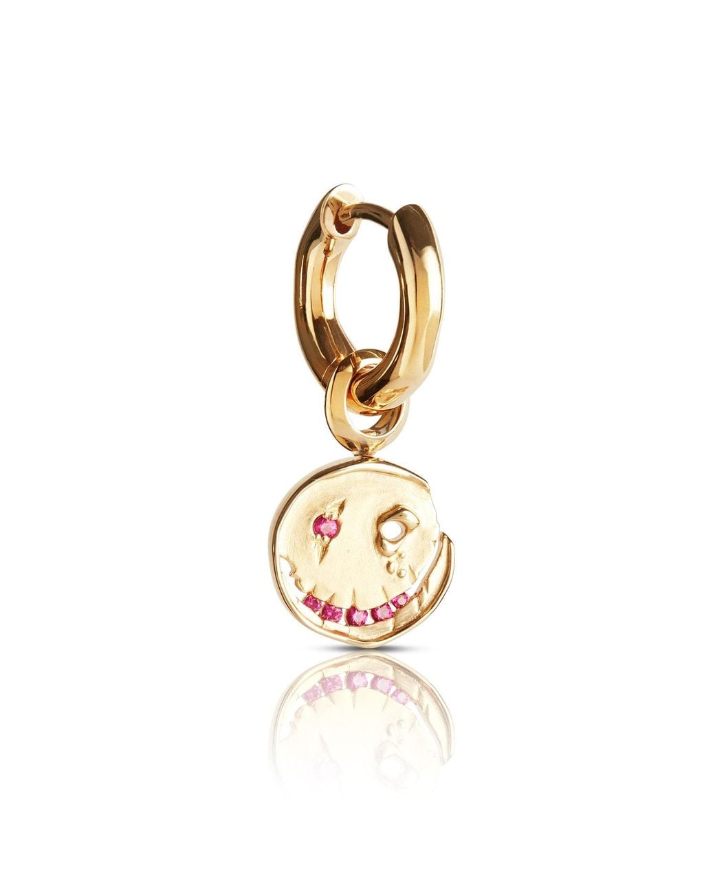 Kasun Metallic Smile Hoop Earrings – July – Ruby – Plated