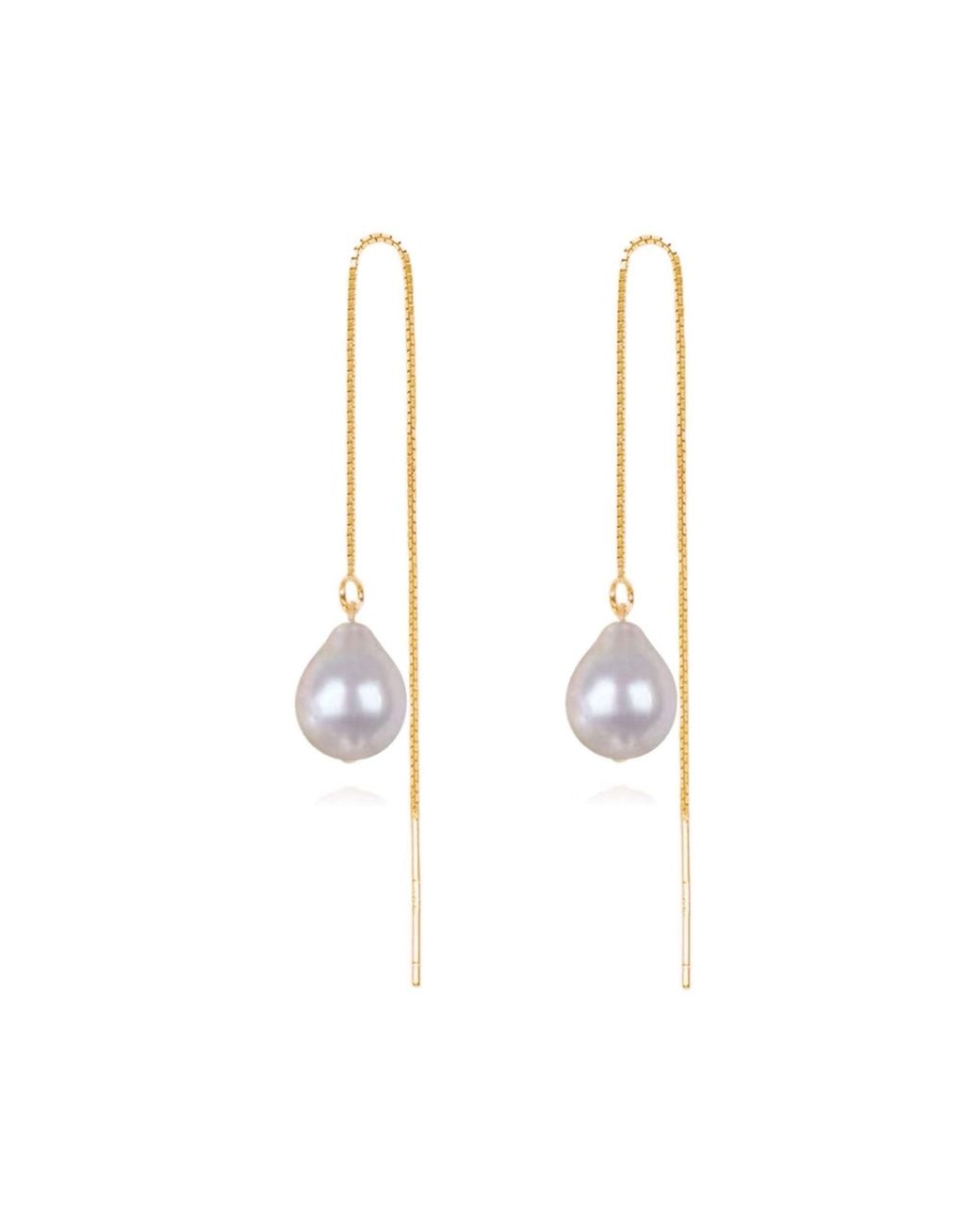 Ninemoo Metallic Sweet Hue Pearl Threader Earrings