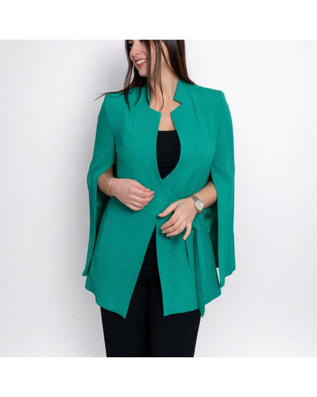 Nuvv Collection Green Wrap Jacket With Tie Waist