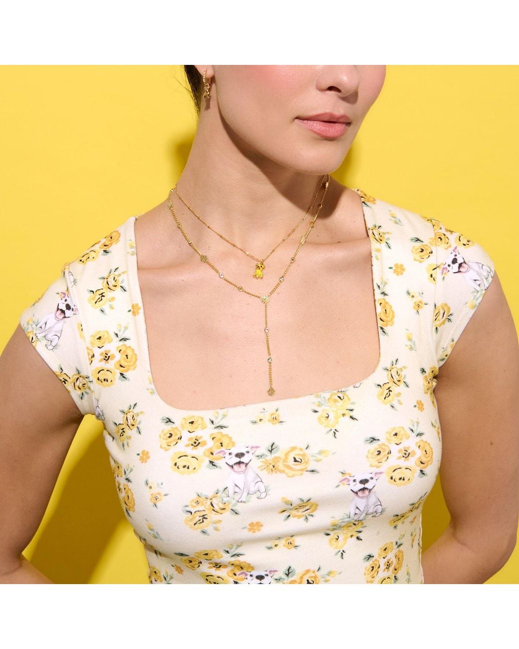 Cloud Haven Yellow Smiling Pit Square Neck Tee