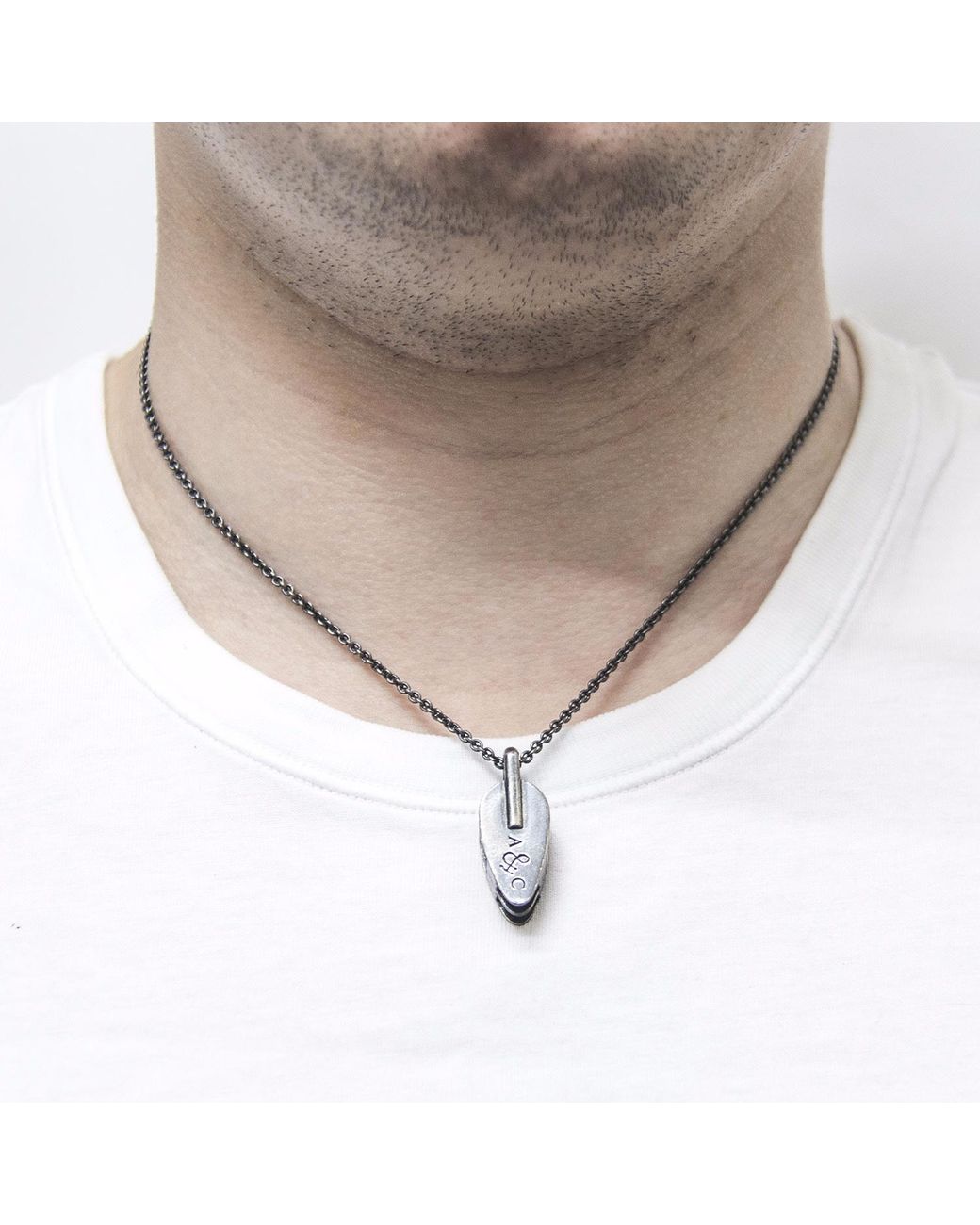 Anchor and Crew Metallic Tyne Pulley Necklace Pendant for men