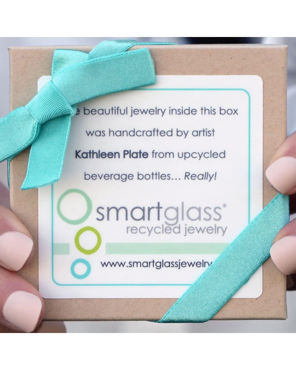 Smart Glass Jewelry Blue Recycled Sake Bottle Cube Ring Periwinkle