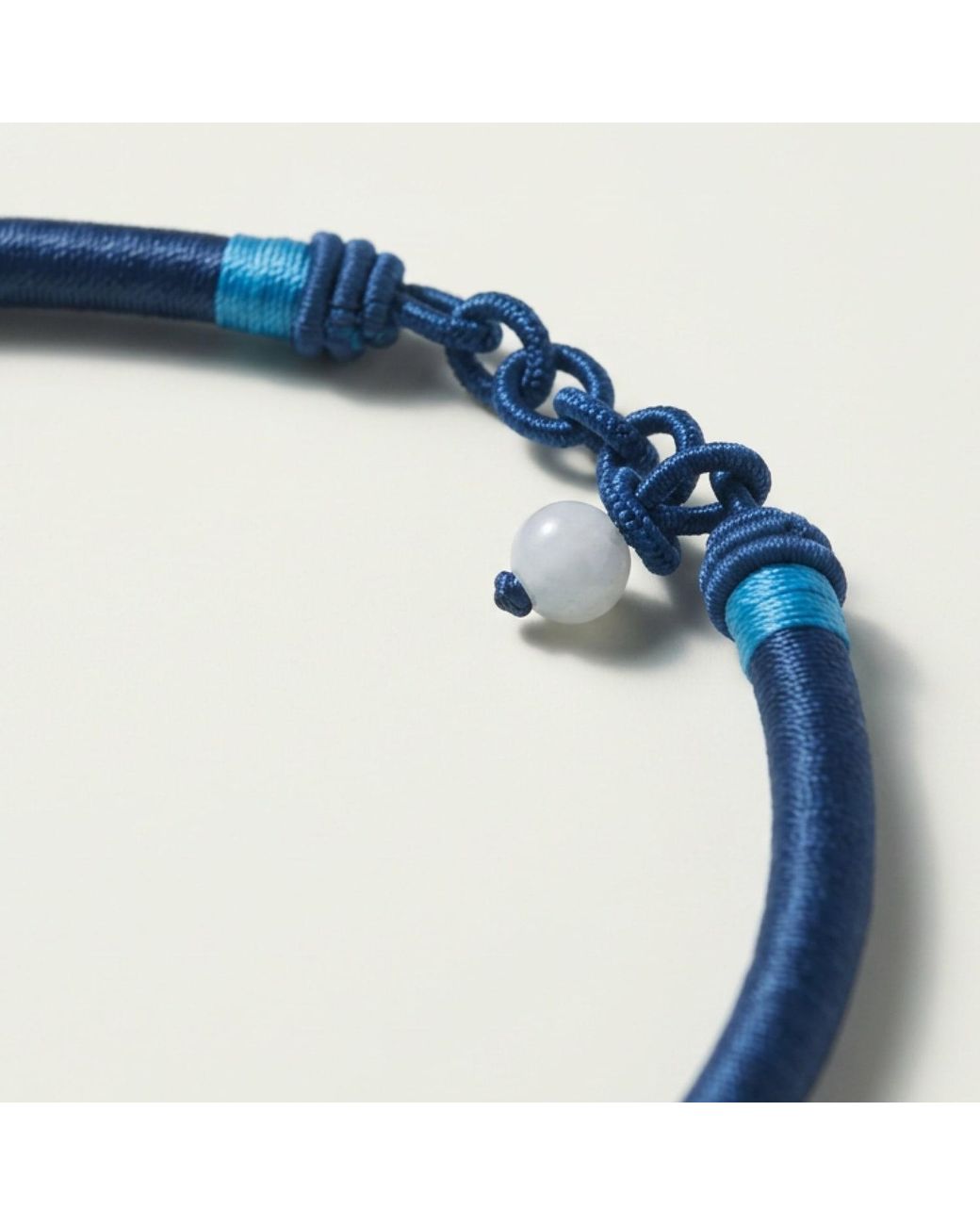 Yieon Blue Starry Lacquered Sandalwood Peace Buckle Pendant Necklace