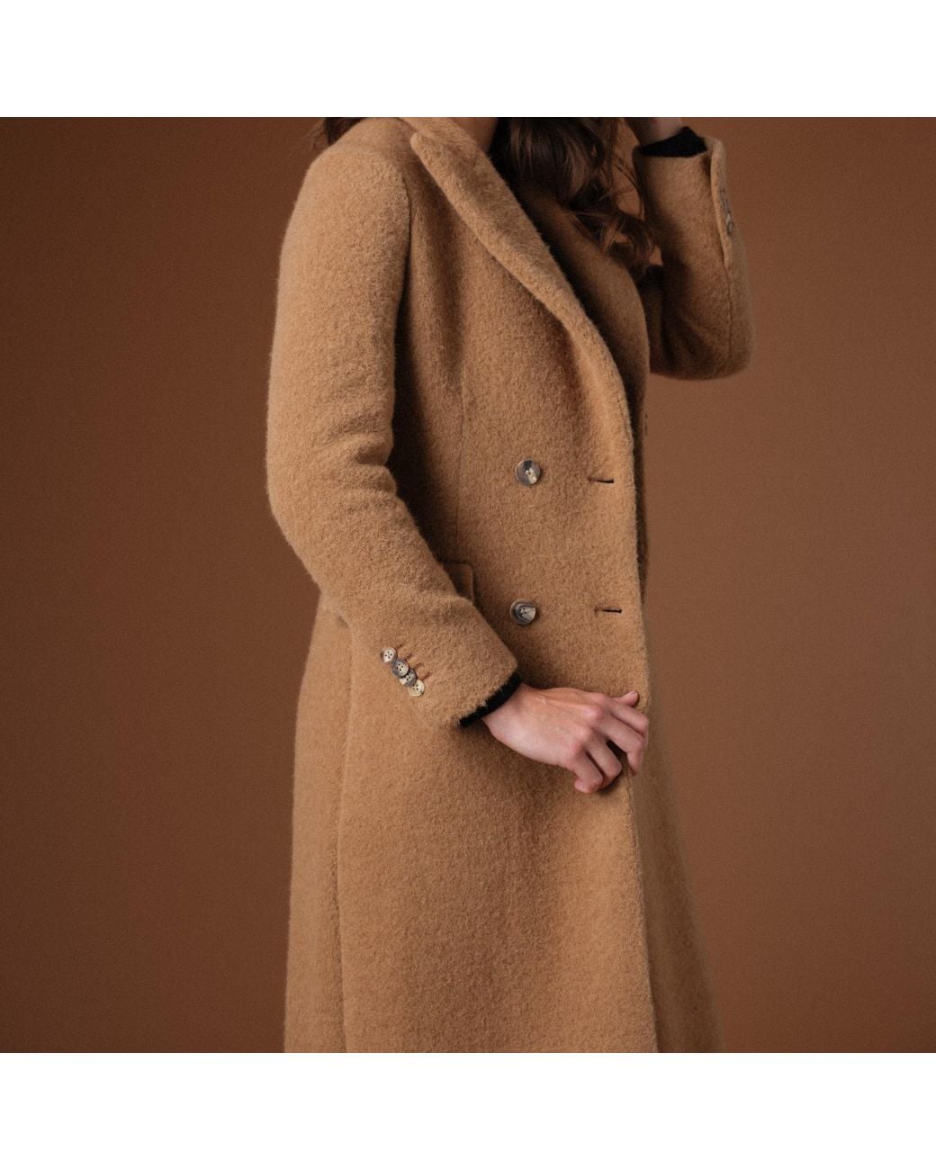 Vulto Brown Camel Double Breasted Coat