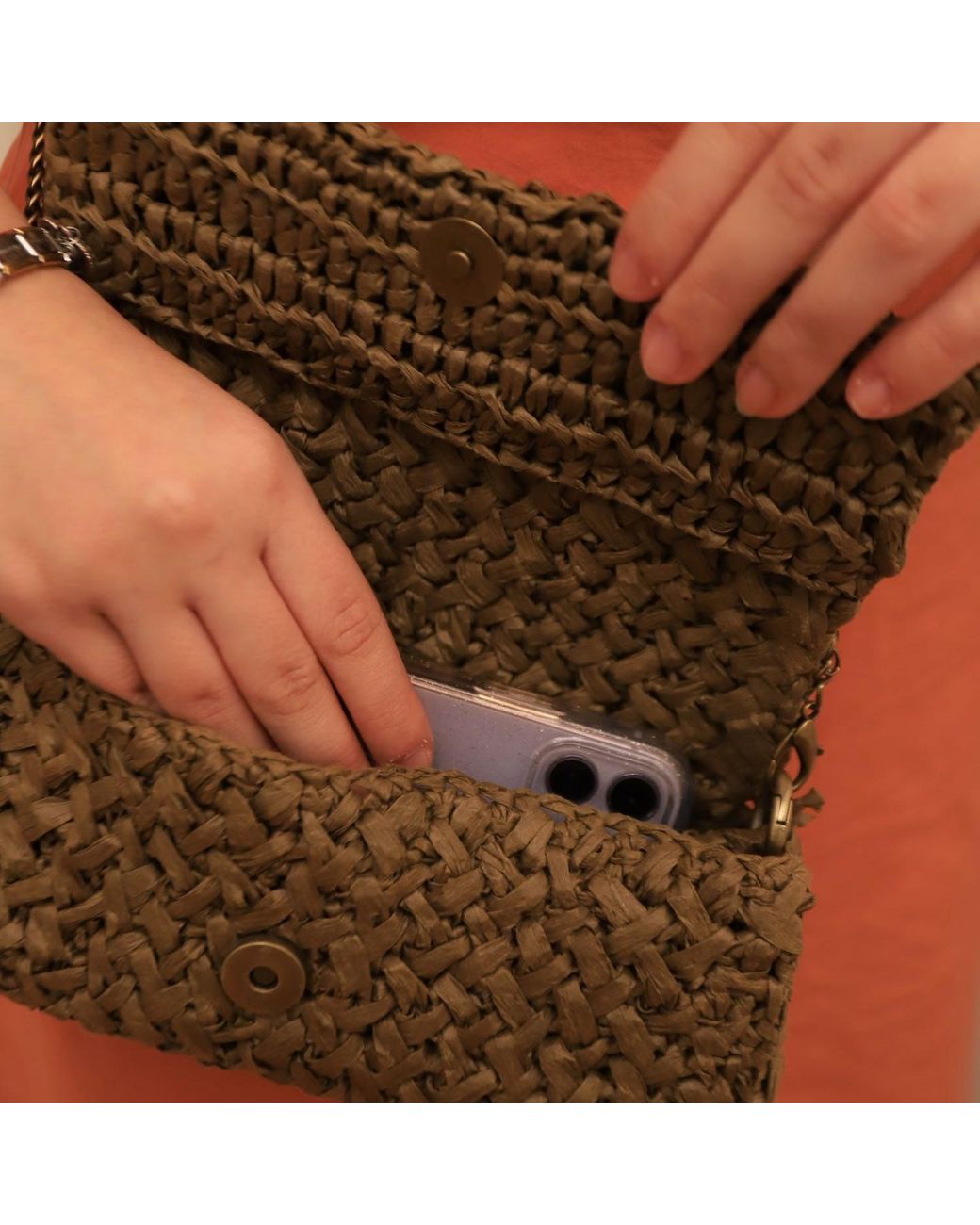 Springmoonatelier Metallic Raffia Shoulder Bag