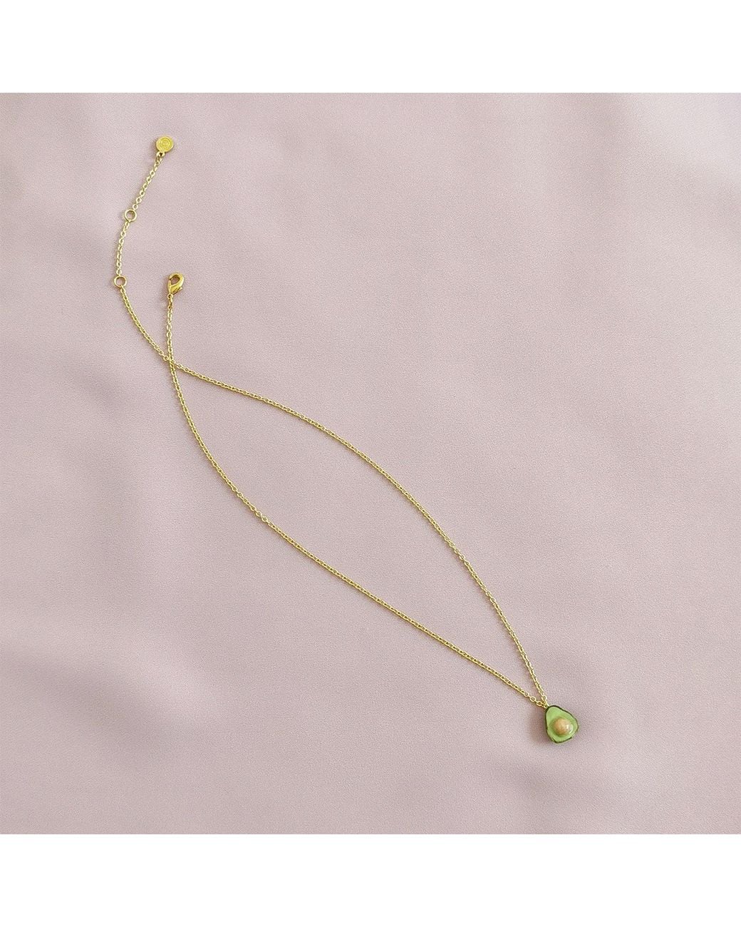 POPORCELAIN Metallic Mini Porcelain Avocado Necklace, Tone