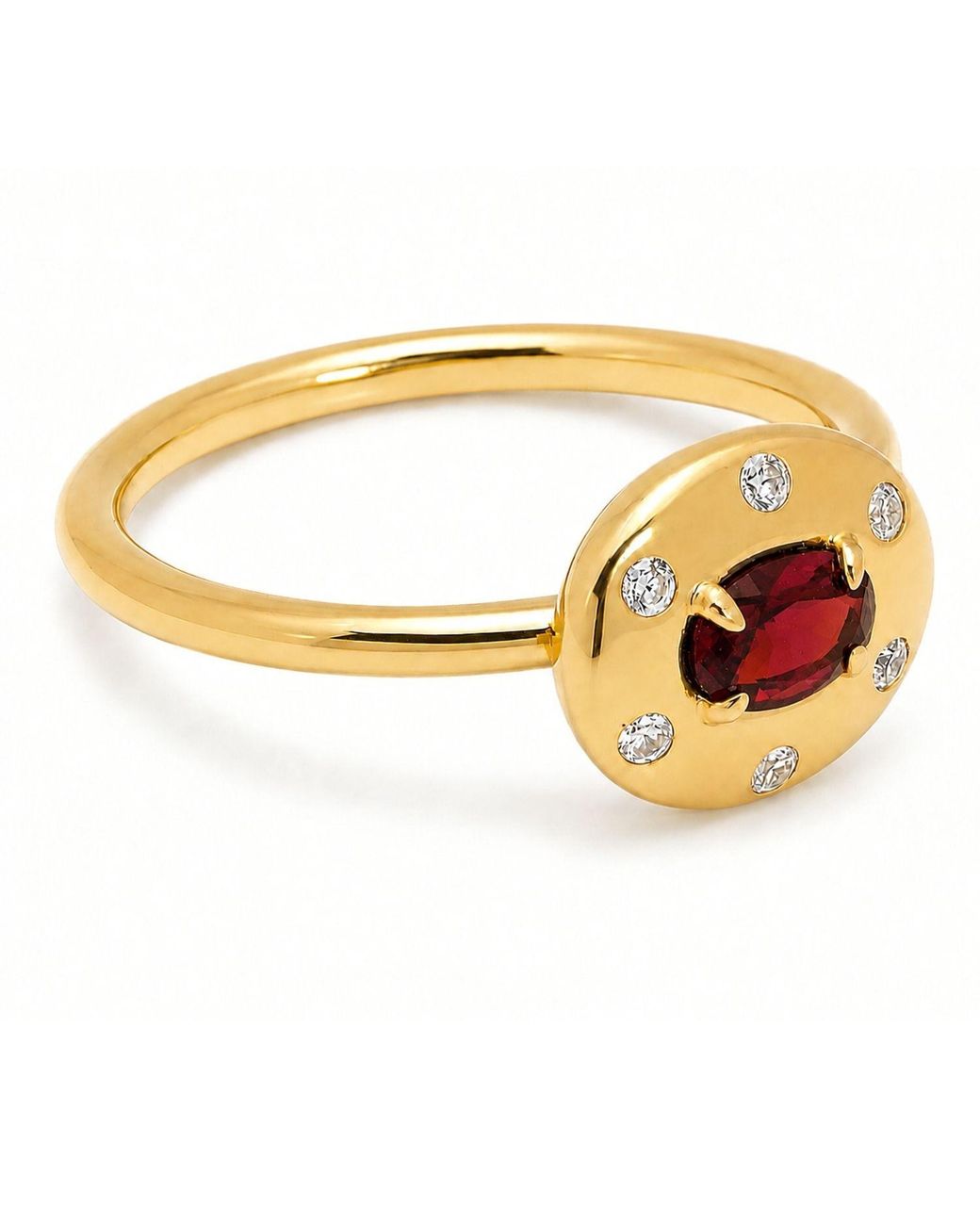 Belinda Jewelz Metallic Garnet Oval Birthstone & Accent Stone Ring