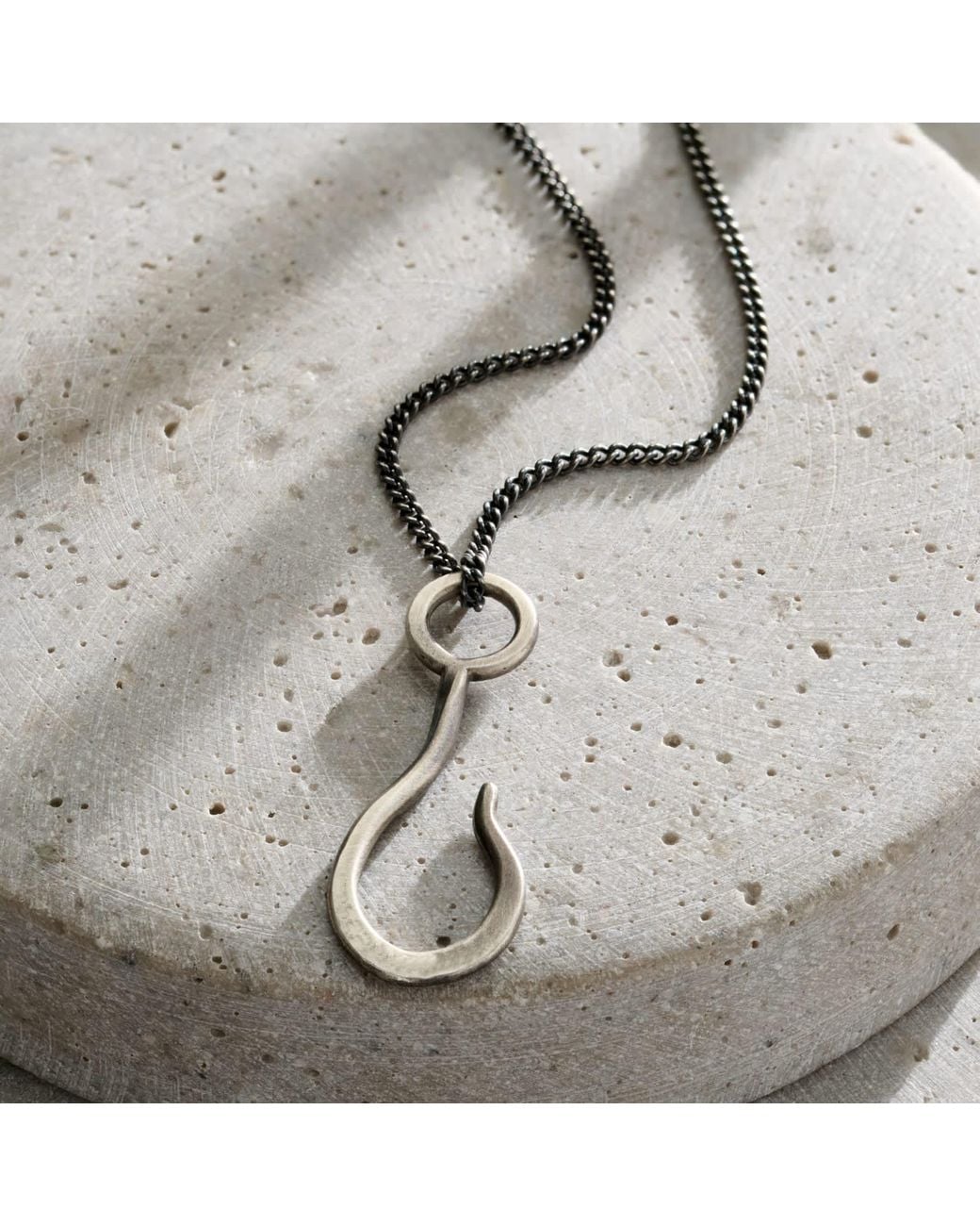 Posh Totty Designs Black Oxidised Sterling Hook Necklace for men
