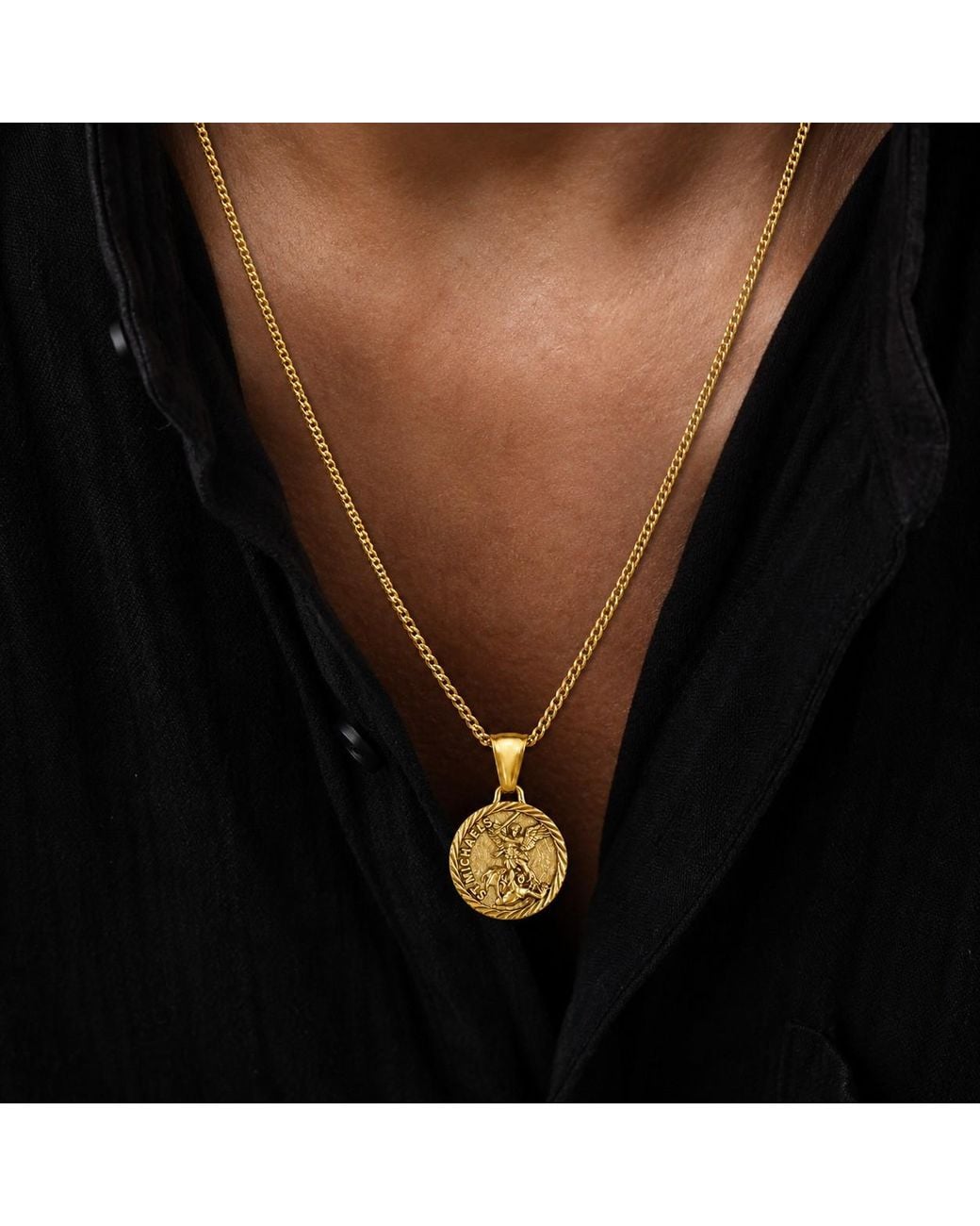 Outrage London St Michael Necklace Pendant in Metallic for Men | Lyst