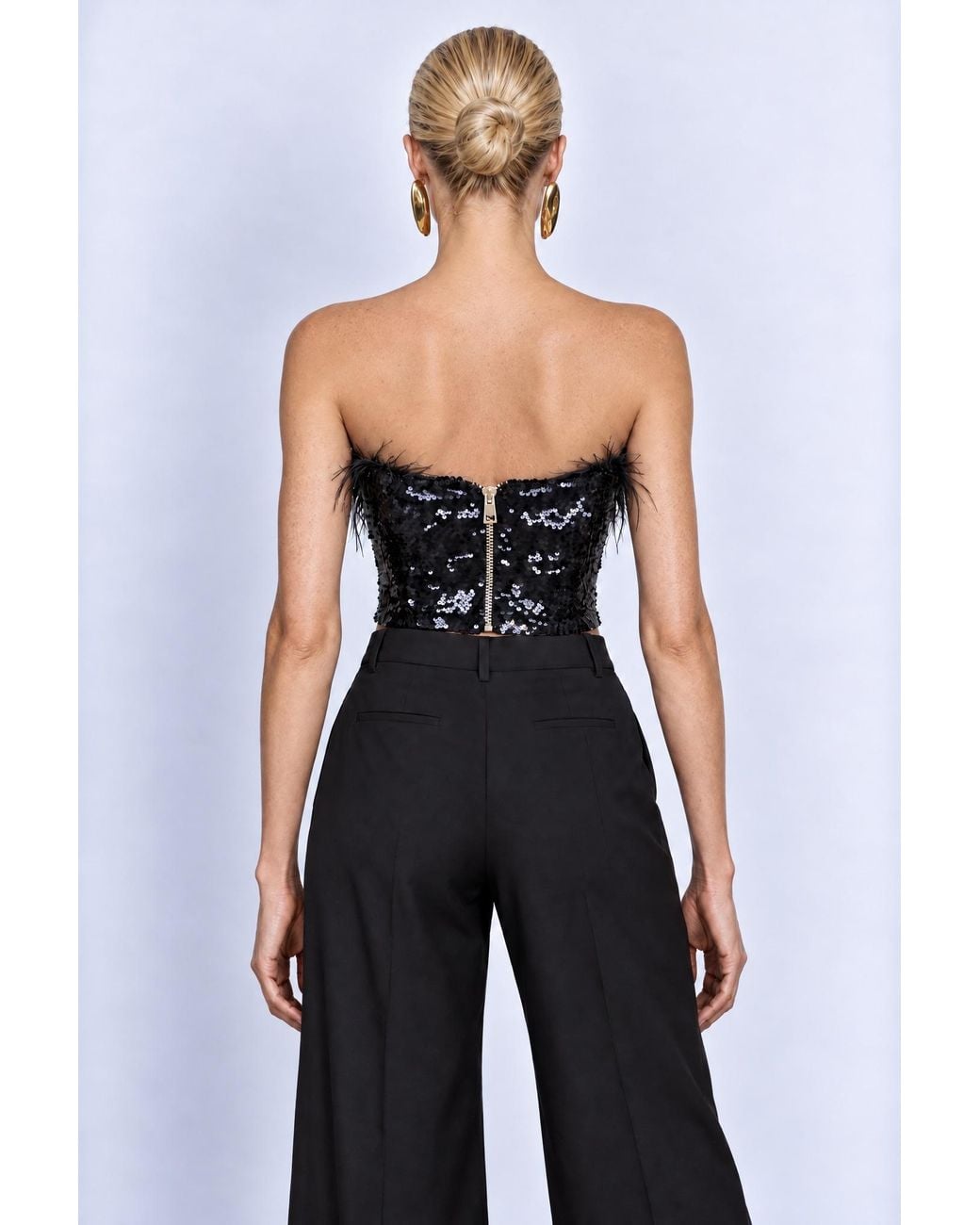 Room 24 Black Helena Sequin Crop Top