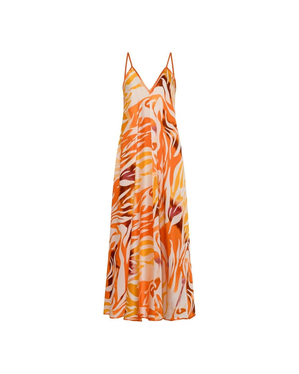 Belyed Handcraft Orange Floriane – Slip Silk Maxi Dress By Belyed