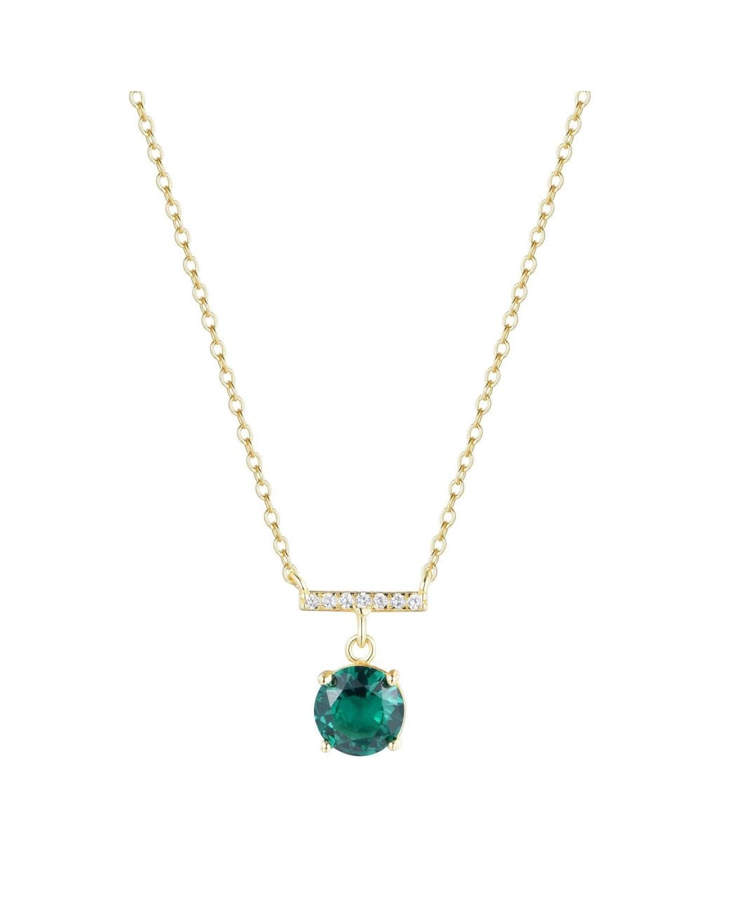 KAMARIA Metallic Birthstone Solitaire & Crystal Bar Necklace