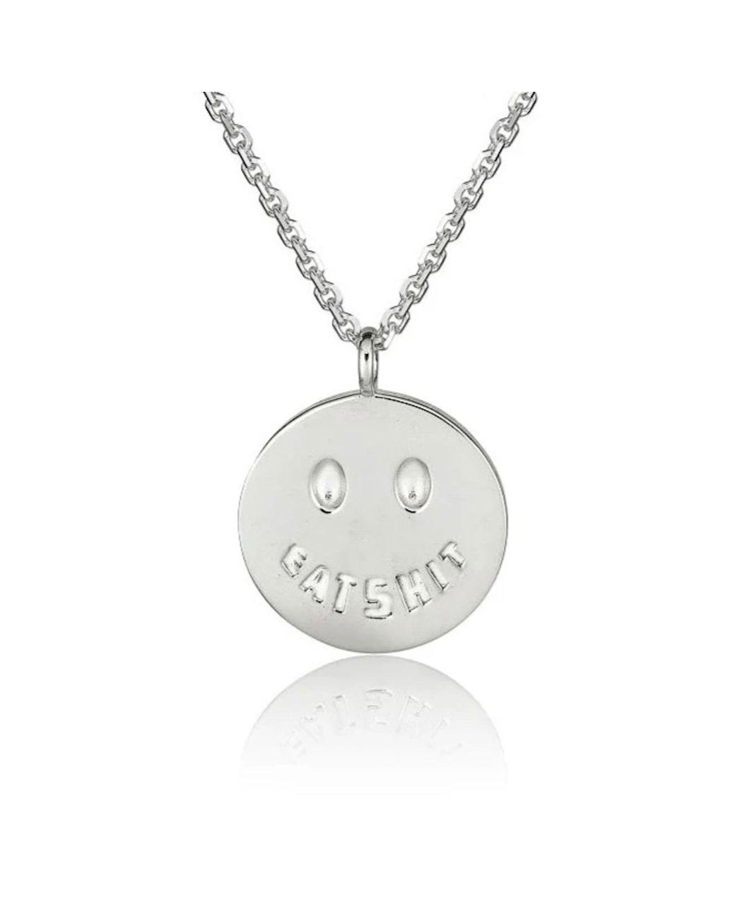Cartography Metallic Eat Shit Smiley Necklace for men