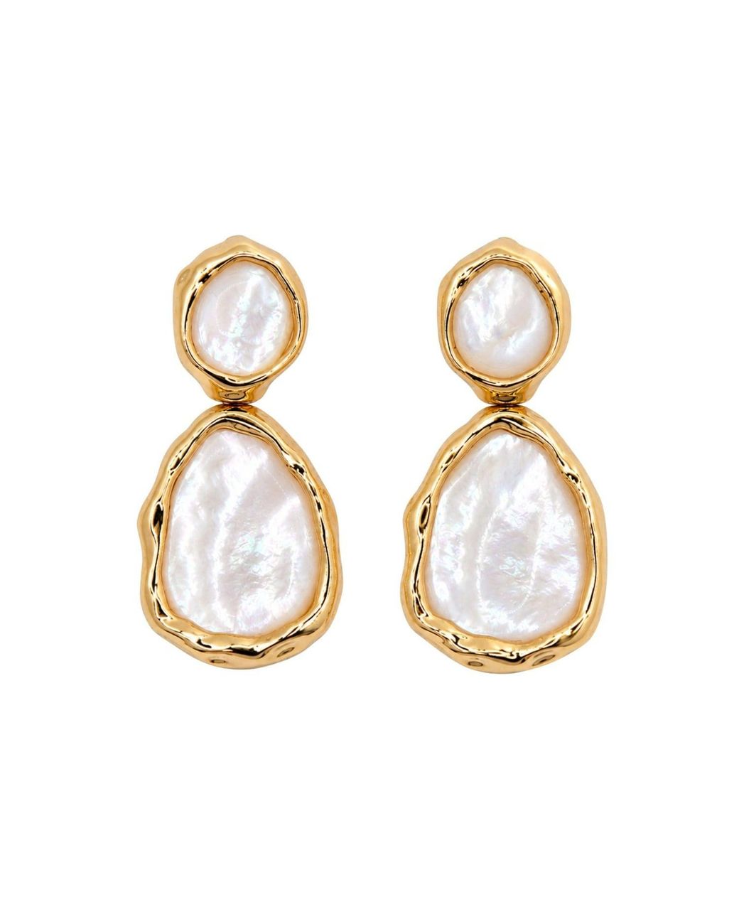 Uchi and Soto Metallic Neutrals Shinju Mother Of Pearl Oversized Drop Earrings