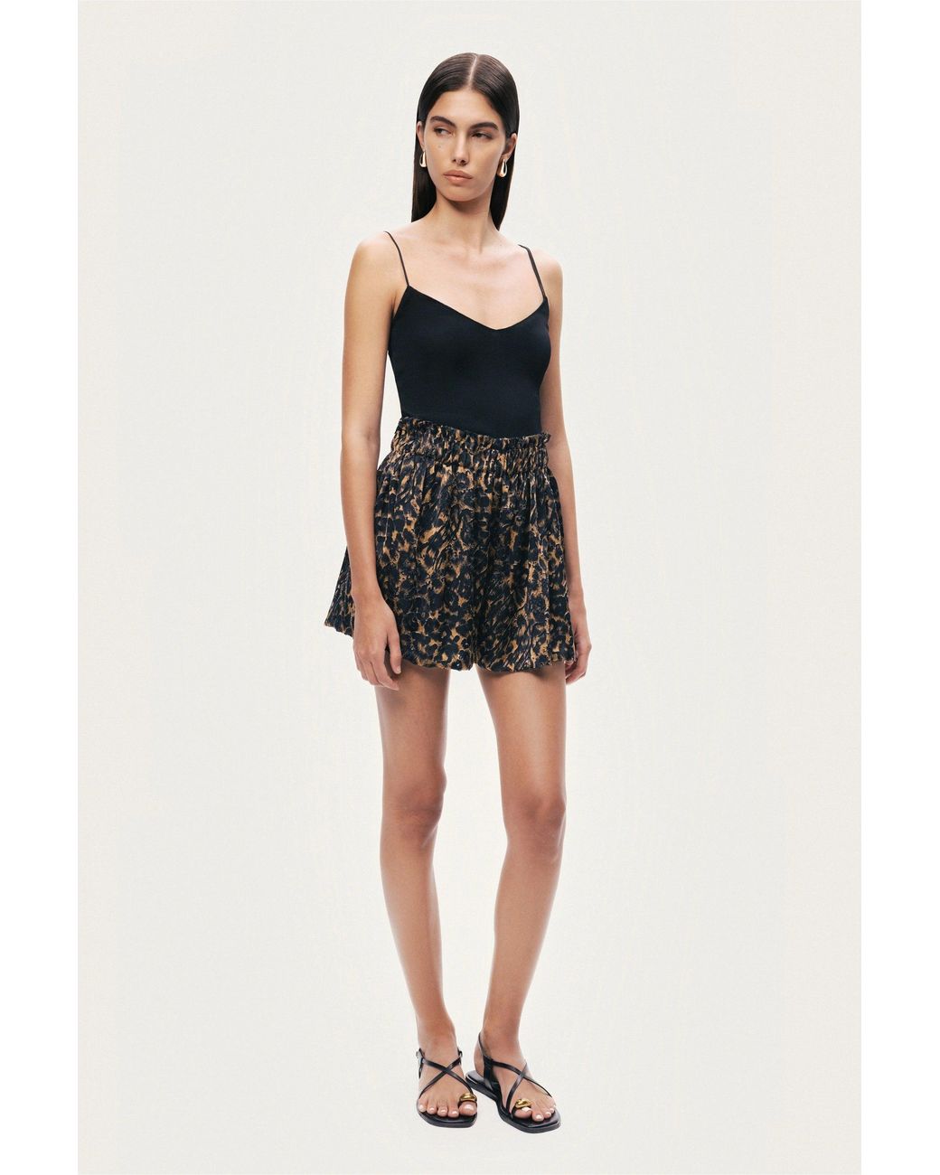 Nocturne Black Printed-Mini Shorts