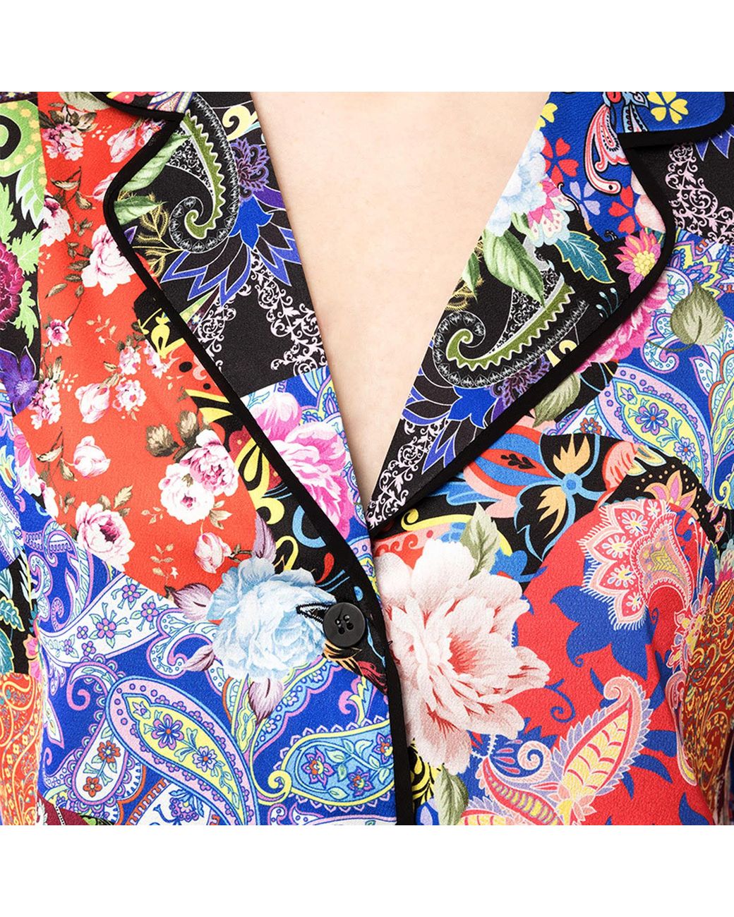 Nissa Multicolor Floral-Print Satin Shirt