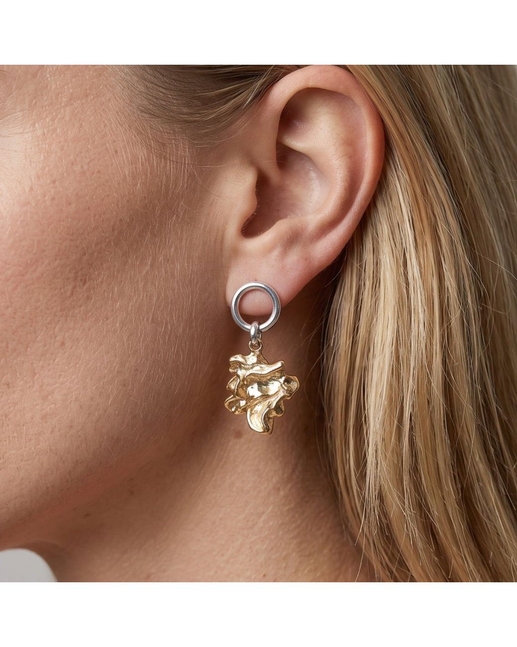 Uchi and Soto Metallic Nami Mixed Metals Molten Drop Earrings