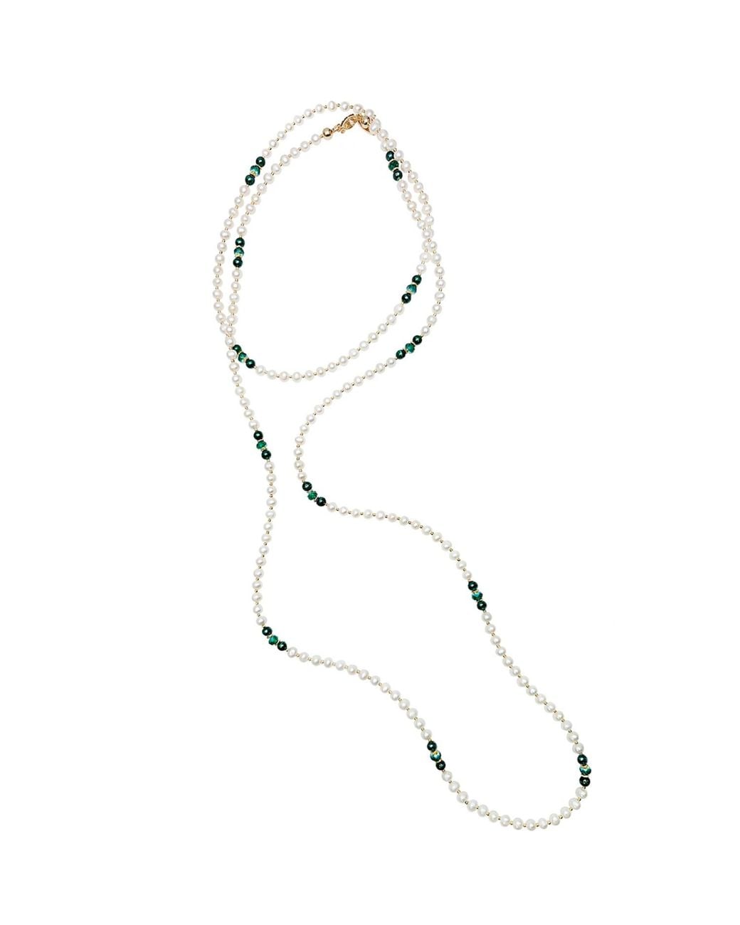 Farra White Malachite With Freshwater Pearls Versatile Long Necklace