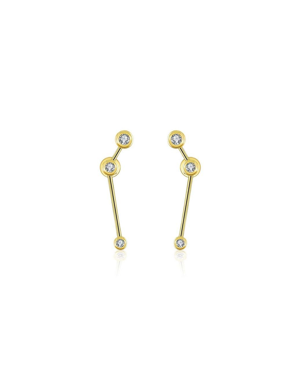 Genevieve Collection Metallic Aries Zodiac Constellation Earring 18K & Diamond