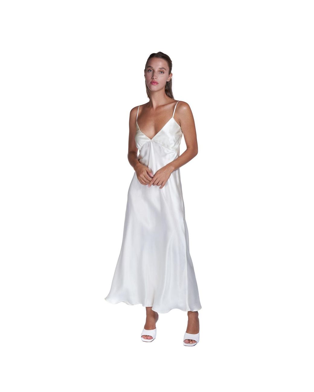 Sofia Tsereteli White Silk Satin Lingerie Slip