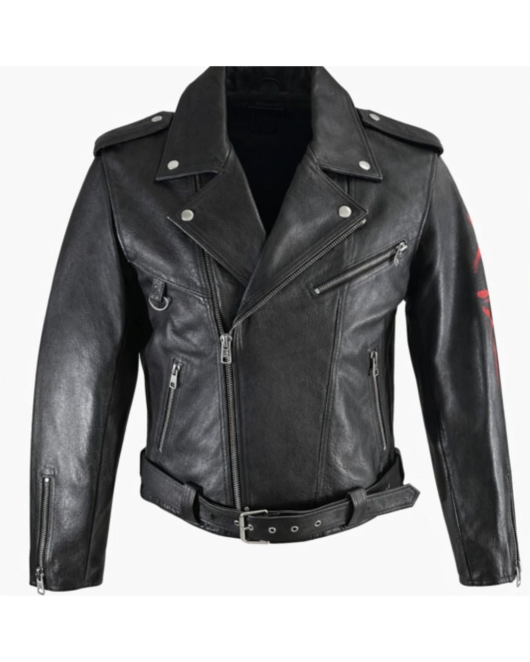 Zasta Studio Green Hand-Painted Leather Biker Jacket for men