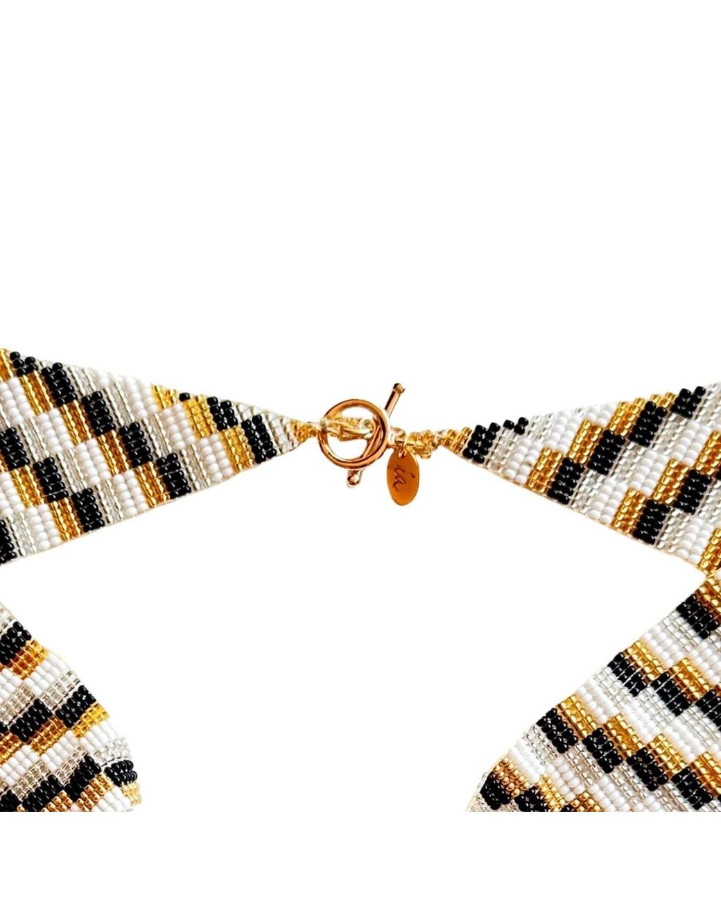 Iliana Arrazola Metallic Minimalist Deconstructed Necklace, And, Glass Beads, Beaded Jewelry