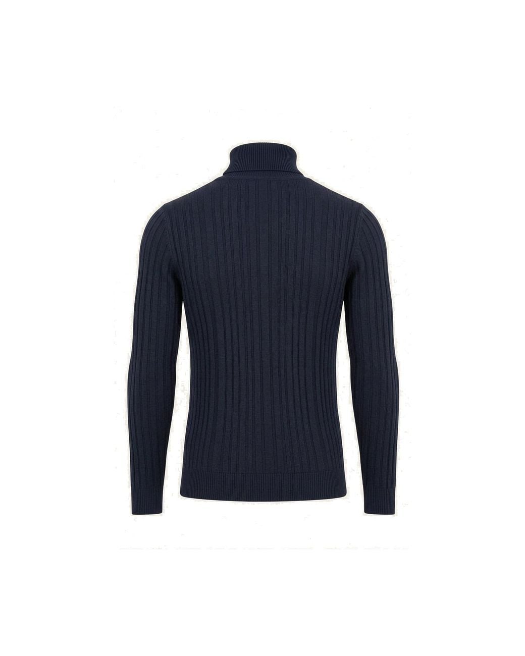 Ron Tomson Blue Roll Neck Ribbed Sweater for men