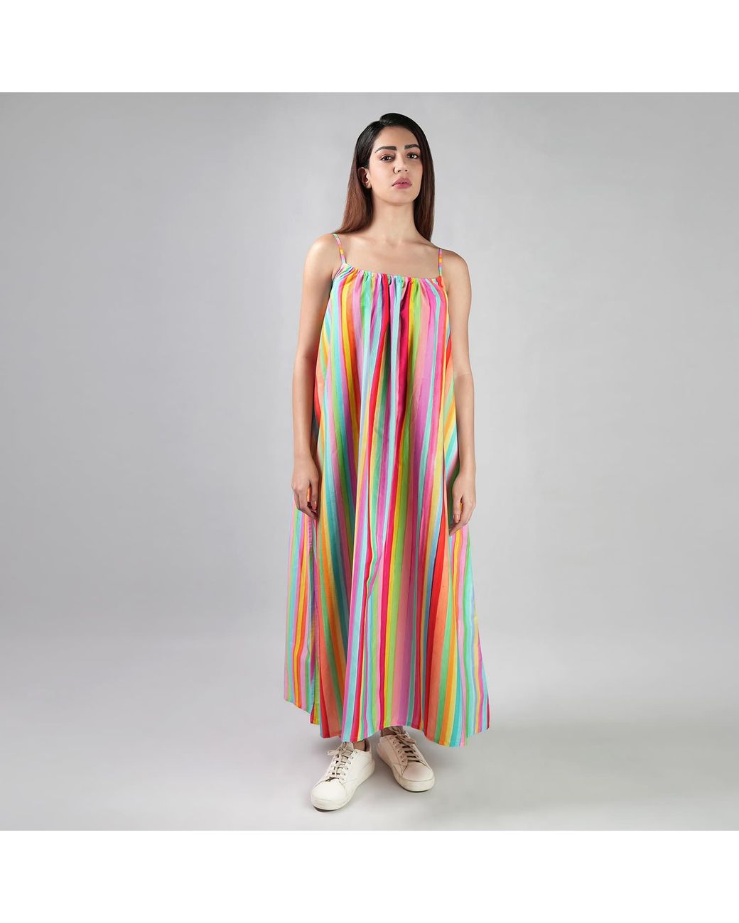 DHARA SHETH DUBAI Multicolor The Palette Colorful Stripes Cotton Maxi Dress